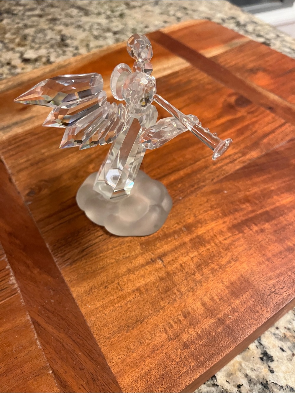 Vintage 4” Large Swarzarski Crystal Angel Figurine - Clear Glass Home Art